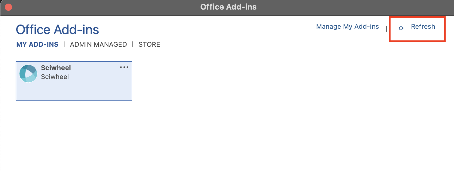 How do I update:refresh the Word add-in? .png